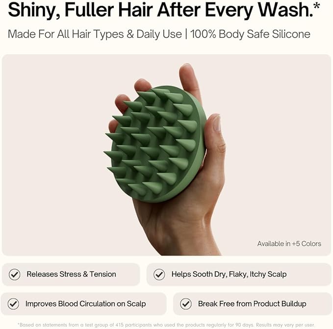 SXNSE - Revive Silicone Scalp Massager, Jet - Manual Hair & Scalp Scrubber for Dandruff, Buildup, Itch, & Hair Growth - Soft Exfoliating Silicone Bristles for Wet & Dry Hair, Flake-Free Finish