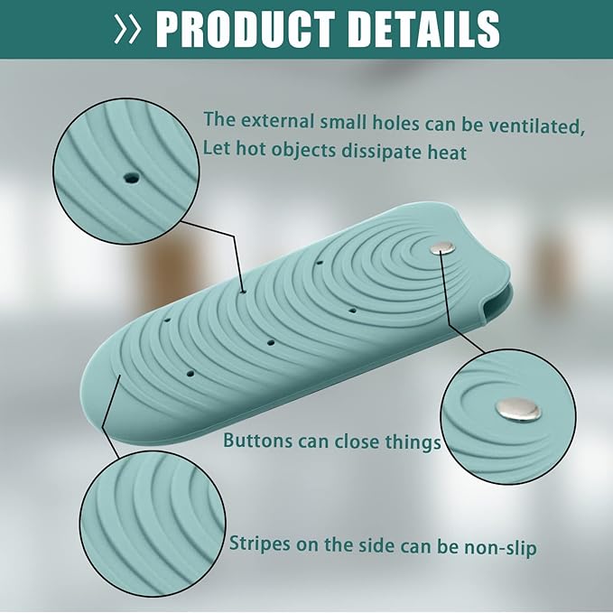Heat Resistant Silicone Mat Pouch for Hair Styling Tools, Curling and Flat Irons Non-Slip Travel Cover, Small Portable Straightener Pad for Curler Wands Storage, Hot Waver (Green)