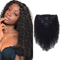 Curly Clip in Hair Extensions For Black Women Brazilian Virgin Human Hair Clip in Extensions for Women 8Pcs Remy Hair with 18Clips 120g 24inch Natural Black