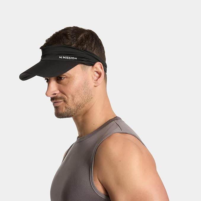 MISSION Cooling Stretchy Visor - Unisex Visor Hat for Men and Women, No Slip Band, UPF 50 Sun Protection Visor