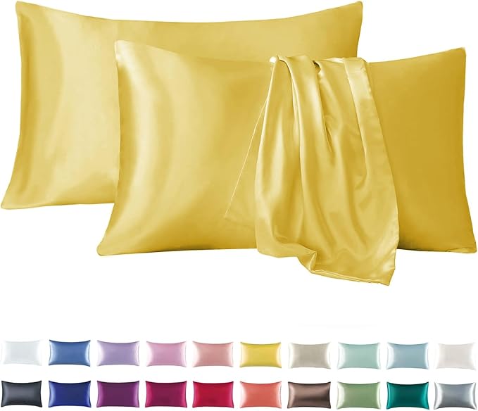 Tyfitb Satin Pillowcase Set for Hair & Skin Care – Cooling, Hypoallergenic, Anti-Frizz, Wrinkle-Free – Soft, Luxurious Pillowcases with Envelope Closure – 2-Pack, King Size 20x36, Gift-Ready