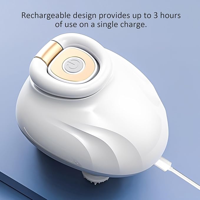 Multi-Functional Electric Scalp and Body Massager, Portable, Rechargeable with 3 Speed Modes and 4 Silicone Massage Heads for Relaxation, and Hair Growth