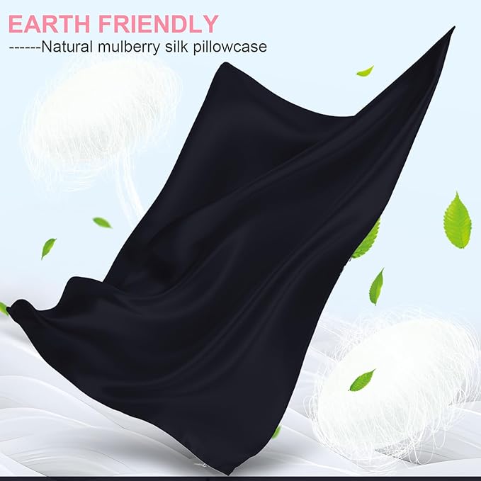 Mulberry Silk Pillow Cases 2 Pack King Size 20x36 Inches with Hidden Zipper, Ultra Smooth and Soft Breathable Cooling Silk Satin Pillowcase Set of 2, Better for Hair and Skin, Gifts for Women Men