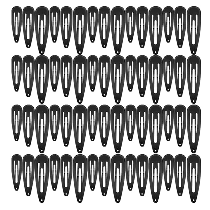 ECADY Hair Clips Multi-Size 60pcs Durable & Non-Slip Black Metal Snap Barrettes (Glossy Black)