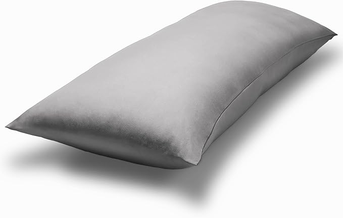 Bare Home Microfiber Body Pillow Cover - Ultra Soft - Cooling Pillowcase - Double Brushed - Pillowcase with Zipper Closure - Easy Care (20''x54'' Body Pillow Cover, Light Grey)