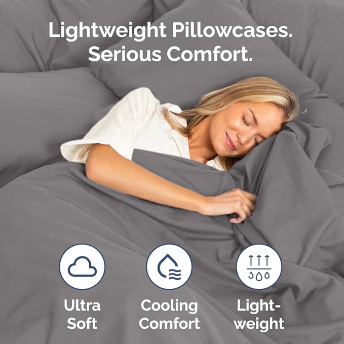 Queen Pillow Cases - 2 Pack - Super Soft Pillowcase Covers - Envelope Enclosure - Hotel Quality Pillow Protectors - Wrinkle Free, Shrink & Stain Resistant - Machine Washable - 20" x 30" (Dark Grey)