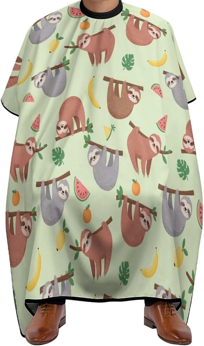 Men Women Adults Watermelon Orange Sloth Hair Cutting Cape, Lightweight Haircut Apron for Styling Hair Cut Hairdresser, Haircut Tools