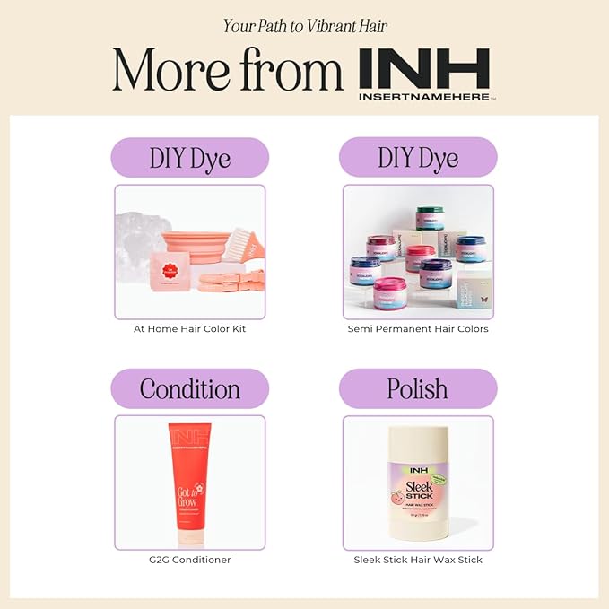 INH Semi Permanent Hair Color | Color Depositing Conditioner | Pink Hair Dye | No Bleach No Peroxide Temporary Fuchsia Crystal Tint for Women, Men | Vegan, Ammonia Free, Sulfate Free, Ready to Use 6oz