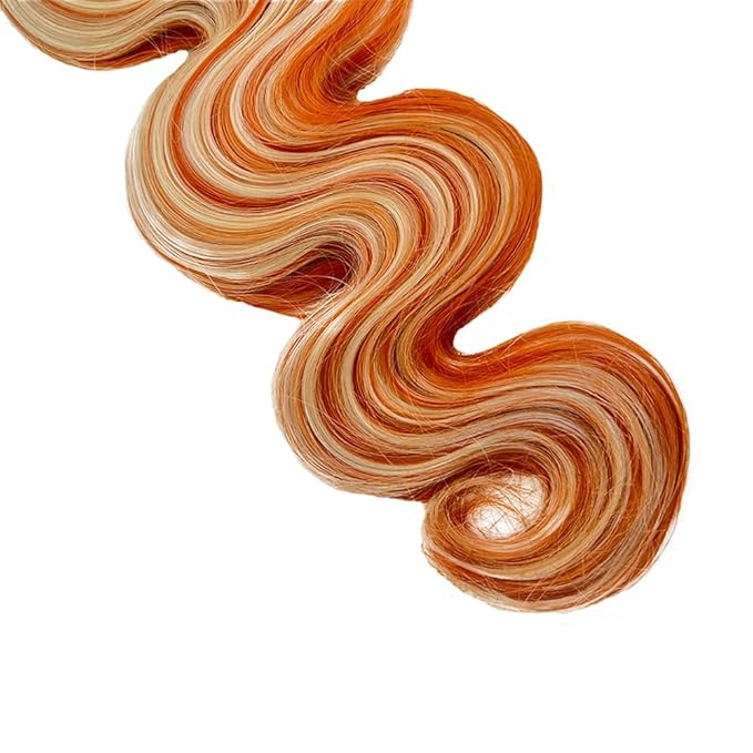 28 30 32 Inch Color 350 Bundles Human Hair Highlight Ginger Orange Bundles Brazilian Virgin Remy Hair Extensions Double Weft 2 Tone Orange and Blonde Bundle Hair Weave