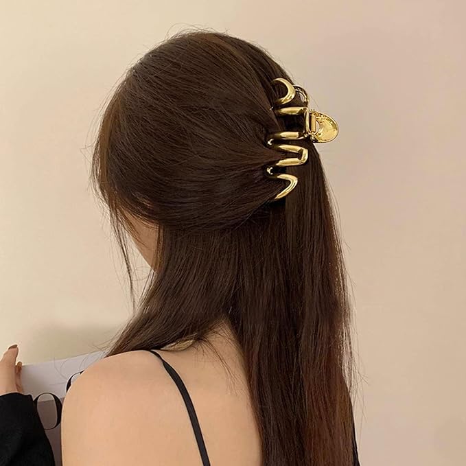 Hair Clip, Gold Irregular Waves, 1Pcs 4.52Inch Hair Claw Clips for Thin Thick Hair Accessories, Non-slip Head Clip, Elegant Hair Accessories