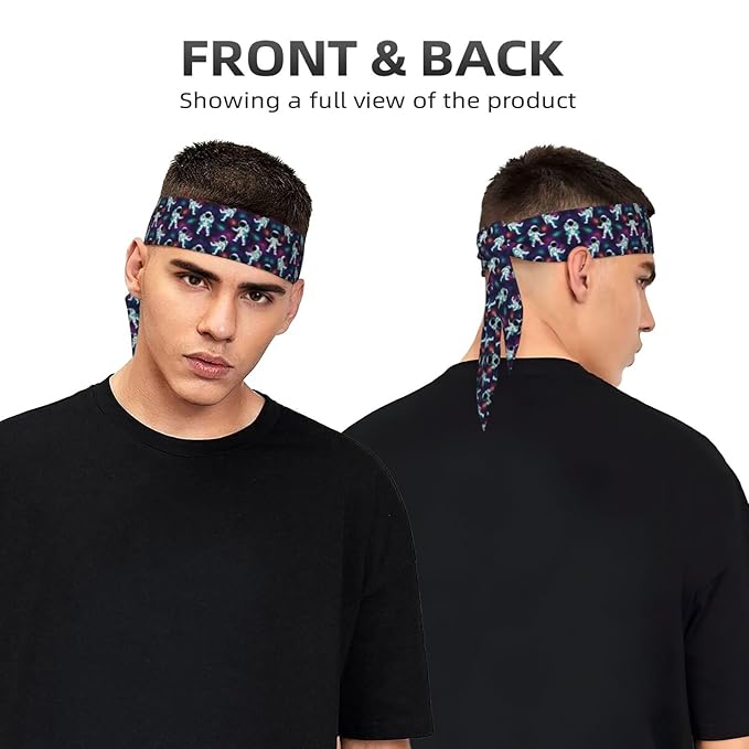 Men Women Cool Sports Sweatband Head Accessories for Yoga Fitness Spa, Elastic Multifunction Purple Galaxy Trippy Space Astronauts Hair Band Headdress