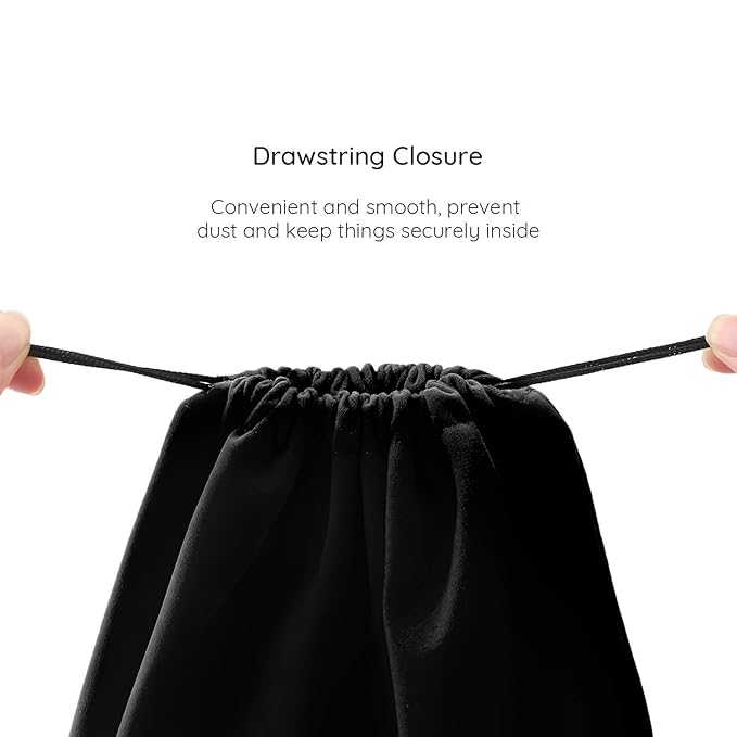 Segbeauty 3 Packs Hair Dryer Storage Bag, Blow Dryer Bag Velvet Bag with Drawstring 11.8x15.7 inches Travel Stain Lined Pouch Black Packing Organizer Bag for Diffuser, Straighteners, Clothes