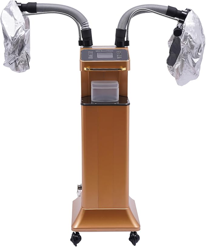 Nano Hair Steamer Professional Ozone Hair Steamer 650W 110V Multifunctional Hair Dyeing Machine with Timer & Adjustable Temperature, Standing Micro Mist Hair Processor for Beauty Salon (Gold)