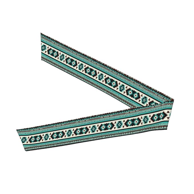Men Women Beauty Skinny Sports Sweatbands Head Accessories for Running Fitness Shower, Long Multi Style Teal Turquoise Tribal Navajo Aztec Geometric Ethnic Pattern Head Ribbon Headwear