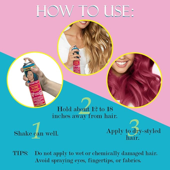 Jerome Russell Temporary Hair Color Spray, Burgundy - Intense Fast-Drying, Non-Sticky, Travel Size Hair Tint for Instant Vivid Color, 2.2 oz
