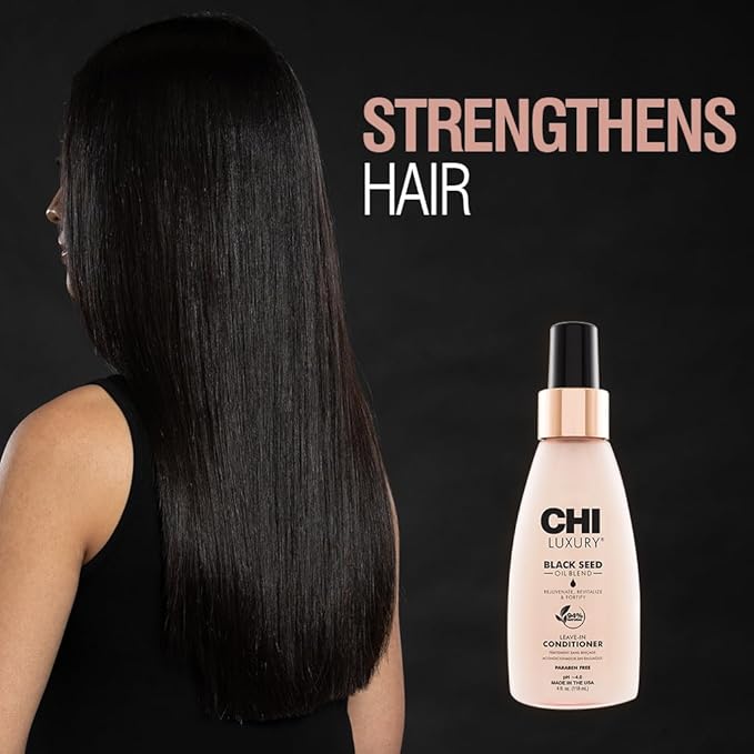 CHI Luxury Black Seed Oil Leave-In Conditioner, Moisturizing Treatment To Strengthen Hair, Thermal Protectant, Sulfate, Paraben & Gluten-Free, 4 Oz
