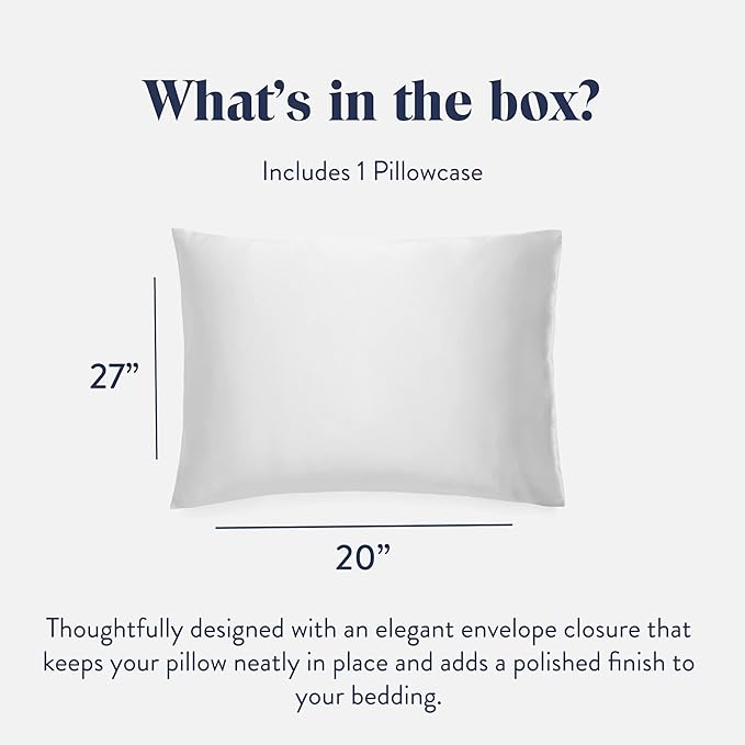 Brooklinen Mulberry Silk Pillowcase – 100% Pure Silk Pillow Case, Soft & Durable, Anti-Friction Comfort, Hight Quality Smooth Texture – Machine Washable & Breathable - Standard Size (Ivory)