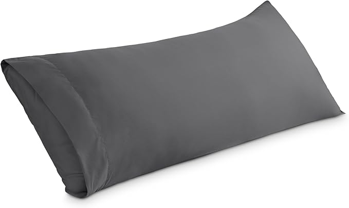 Bare Home Microfiber Body Pillow Cover - Ultra Soft & Cooling - Double Brushed - Envelope Closure - Easy Care (20''x54'' Body Pillow Cover, Grey)