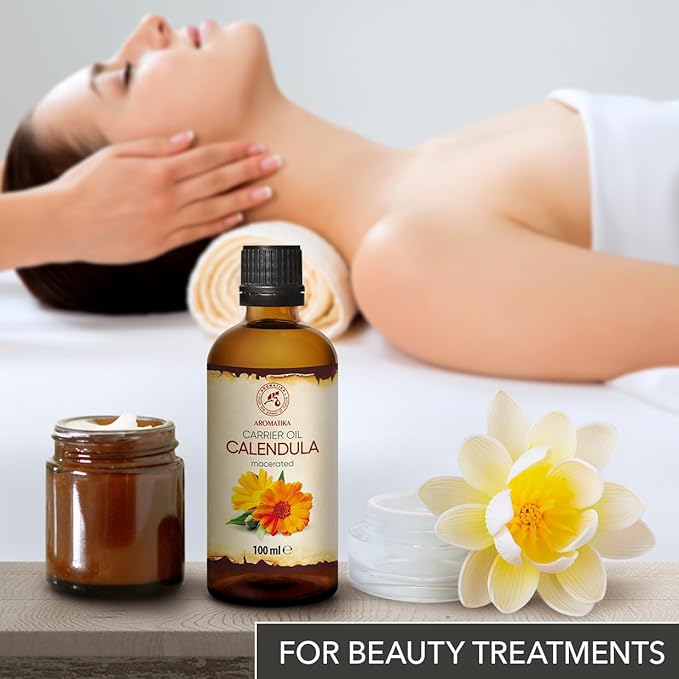 Calendula Oil 3.4 Fl Oz (100ml) - Calendula Officinalis Flower Extract – Infused - Almond Oil Base - 100% Pure & Natural - Marigold Oil – Benefits for Skin, Nails, Hair, Face, Body