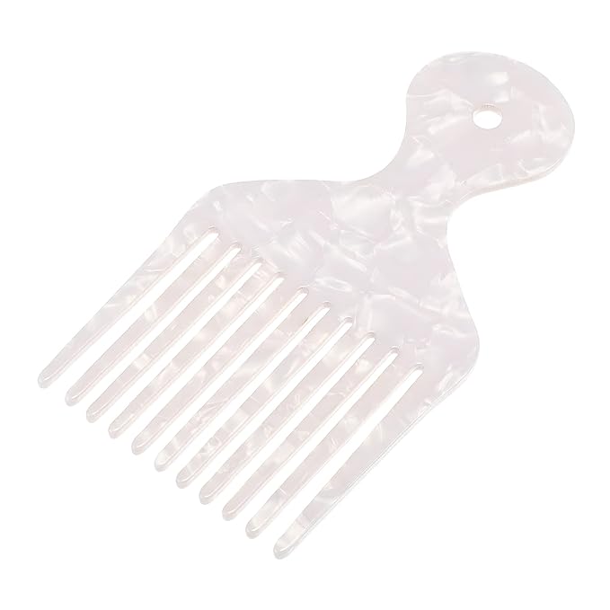 VOCOSTE Wide Tooth, Afro Hair Pick Comb, Hair Styling Tool for Men Women, Plastic, White, 4.8 Inch