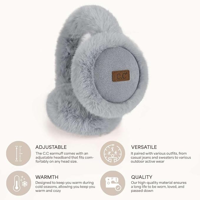 C.C Soft Winter Warm Adjustable Headband Ear Warmer Earmuffs