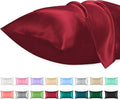 Lirex Satin Pillowcase for Hair and Skin, Super Soft and Cooling Similar to Silk, 2 Pack King Size 20"X 40" Pillow Cases with Envelope Closure, Gifts for Women Men, Wine Red