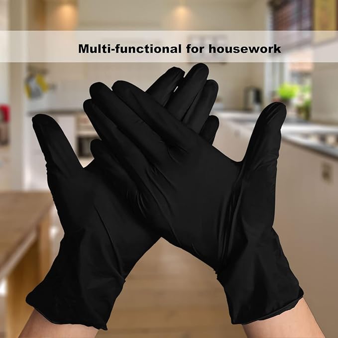 Disposable Gloves Small, Nitrile and Vinyl Blend Latex Free Gloves, 4 Mil,1000 Pc. Food Grade Glove for Cleaning, Food Prep, Hair Dye, Tattoo, Black
