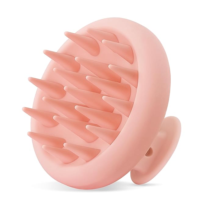 HEETA Scalp Massager Hair Growth, Scalp Scrubber with Soft Bristles, Integrated Silicone Design, Exfoliator for Dandruff Removal & Relaxation, Shampoo Brush Fit Wet Dry Hair Use, Light Pink