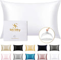 SilkSilky 100% Mulberry Silk Pillowcase - Pure 22 Momme High-Grade 6A Fibers for Hair & Skin, Envelope Closure, Natural, Organic, Breathable & Cooling Pillow Case (Standard, White)
