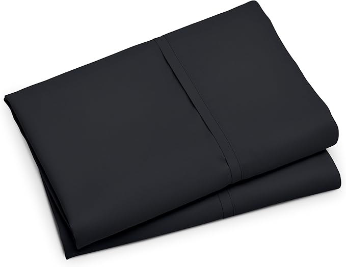 Bare Home Premium 1800 Ultra-Soft Microfiber Pillowcase Set - Double Brushed - Hypoallergenic - Wrinkle Resistant (Standard Pillowcase Set of 2, Black)