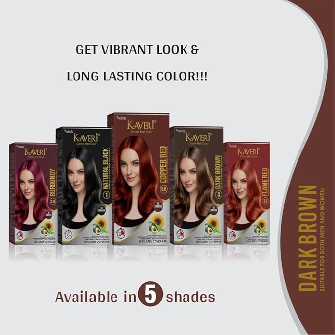 Creme Hair Color Permanent Hair Dye Color - With Improved Creme Formula for 100% Gray Coverage Ammonia Free Hair Color Dye for Rich Bright Long lasting (Dark Brown, 3.04 Fl Oz)