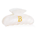 Acrylic Letter Hair Clips for Women -White Monogram Hair Claw Alphabet Large Hair Clip, Fashion Glitter Claw Clips Elegant And Durable Hair Accessory, Letter B