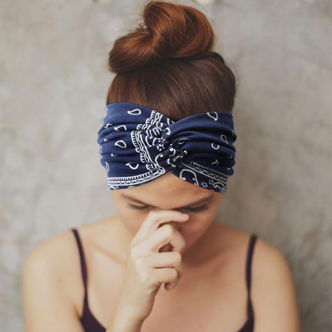 DRESHOW 6 Pack Extra Wide Headbands for Women Large Turban Headband Boho Head Wrap Elastic Hairbands Hair Twisted Knot Hair Accessories