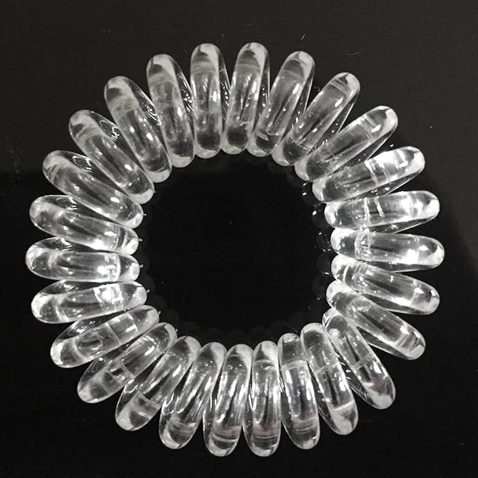27 Pieces Spiral Coil Hair Ties: Waterproof Elastic Traceless Ponytail Holders, Colorless 1.58inch (4cm) No Crease Hair Bands