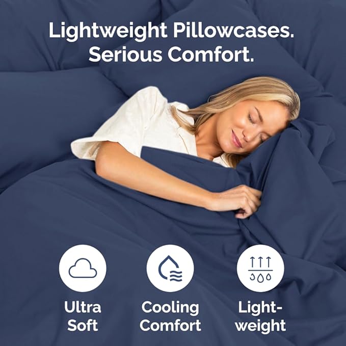 King Pillow Cases Set of 6 - Ultra Soft Hotel Quality Pillowcase Covers - Comfy. Cozy & Wrinkle Free - Shrink, Stain and Fade Resistant - Machine Washable Pillow Protectors - 6 Piece Set - Navy Blue