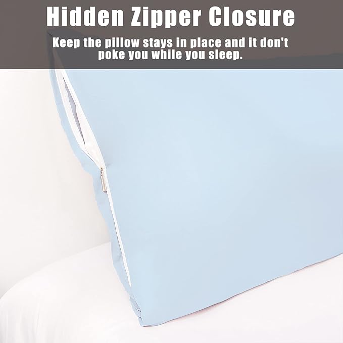 Body Cooling Pillow Cases Cover, Bamboo Rayon Body Pillowcases with Zipper Closure, Cool & Breathable Pillow Case for Hot Sleepers and Night Sweats, 20x54 inches, Aqua Blue