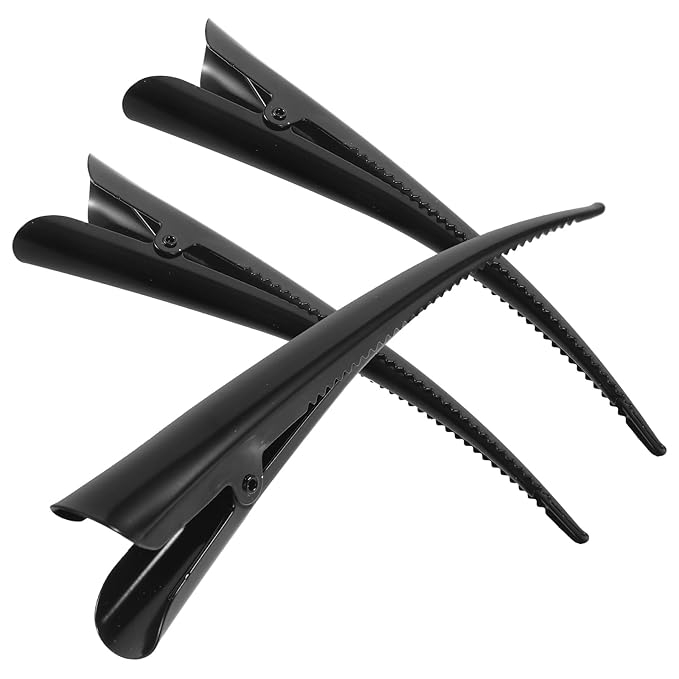 3pcs Duckbill Hair Clips with Teeth, Large Alligator Hair Clips Non-Slip Duckbill Metal Clips for Styling Salon Sectioning (Black)