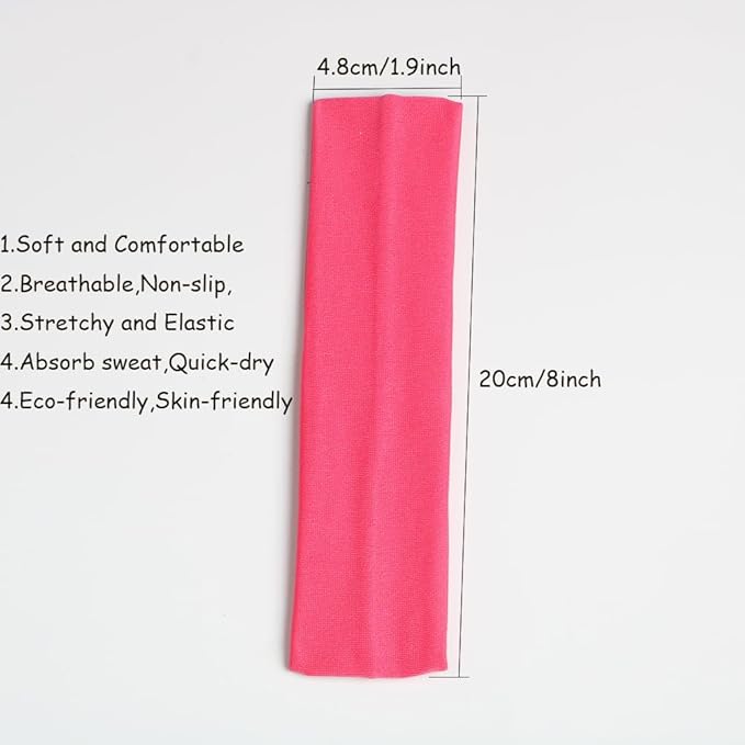 Headbands for Women,12PCS,Soft Stretch Elastic Yoga Sport Headbands