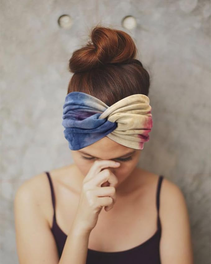DRESHOW 4 Pack Turban Headbands for Women Wide Vintage Head Wraps Knotted Cute Hair Band Accessories