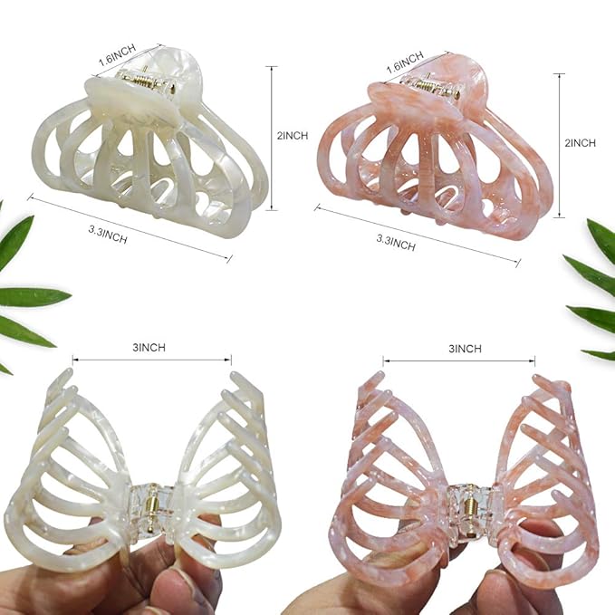 Fashion Tortoise Hair Clips for Women Resin Medium Hair Claw Clip for Fine Hair Non Slip Grip Hair Jaw Clips 2PCS in Set (Plain Tortoise Shell Hair Clips)