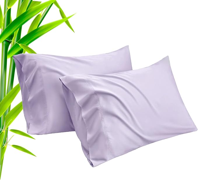 TELUS Pillow Cases Queen Size 2 Pack, Bamboo Rayon Cooling Pillowcases with Envelope Closure, Cool Breathable Pillow Case for Hot Sleepers & Night Sweats, 20x30 inch, Purple