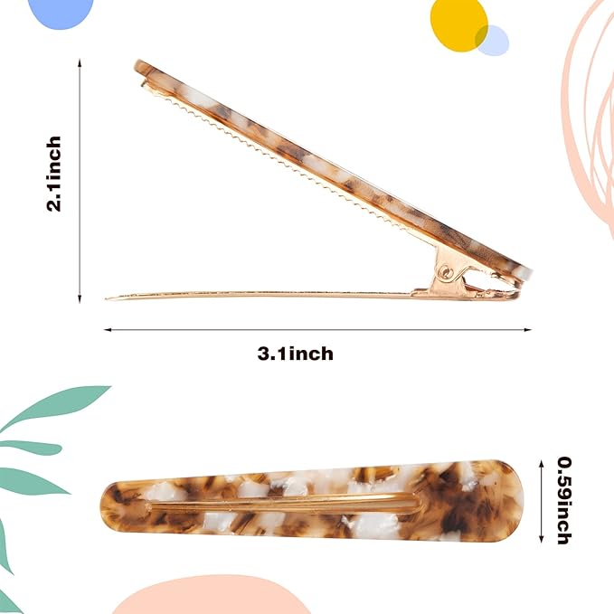Cobahom 6 Pack 3.26 Inch Duckbill Hair Clips, Leopard Print Hair Pins Chic Tortoise Shell Hair Barrettes for Women and Girls Multicolor Clips