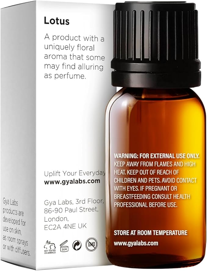 Gya Labs Lotus Essential Oil - 0.34 Fl Oz - for Hair, Skin, Diffuser, Aromatherapy & DIY Candle Making Scent