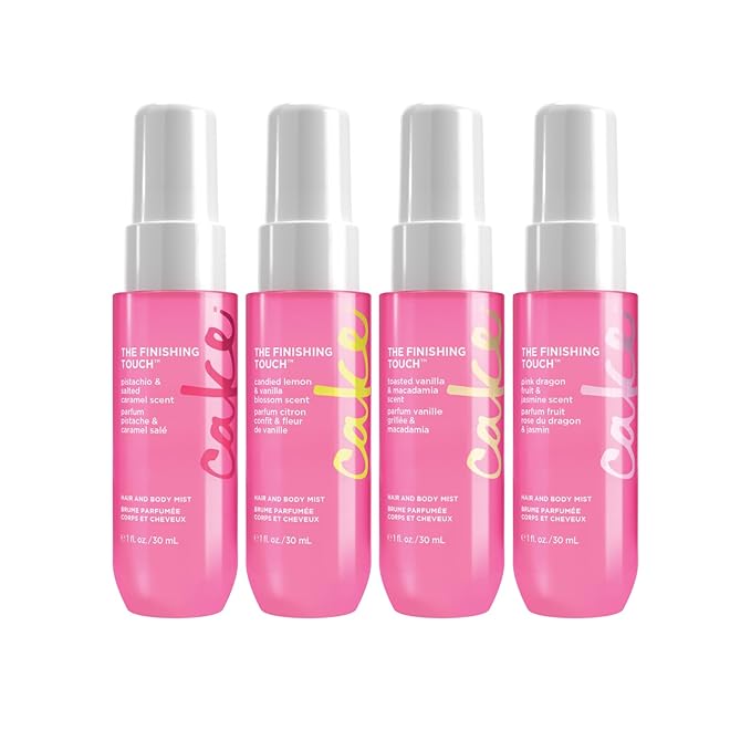 Cake Beauty Hair and Body Mist Travel Gift Set, The Finishing Touch- Fine Fragrance Mist – Infused with Aloe and Argan Oil –4 x 30mL/ 1 oz.