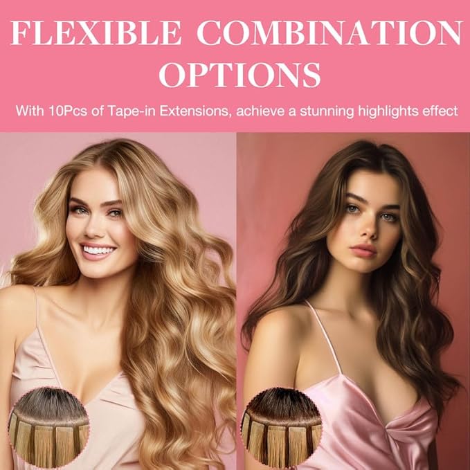 GOO GOO Tape in Hair Extensions Human Hair, 2/6/2 Balayage Dark Brown to Chestnut Brown, 24inch 30g 10pcs, Skin Weft Seamless Invisible, Silky Straight with Thick Ends, Remy Human Hair