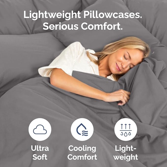 Queen Pillow Cases Set of 6 - Ultra Soft Hotel Quality Pillowcase Covers - Comfy, Cozy & Wrinkle Free - Shrink, Stain and Fade Resistant - Machine Washable Pillow Protectors - 6 Piece Set - Dark Grey