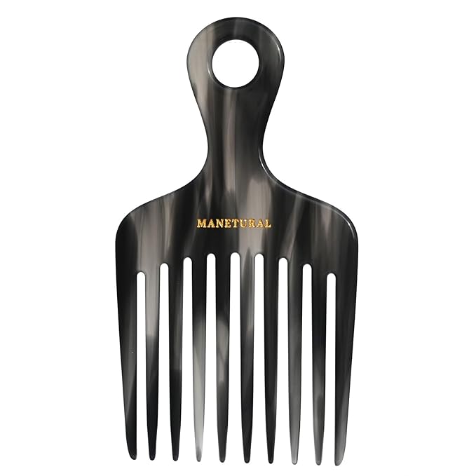 14MX Long-Tooth Comb/Afro Hair Lift Combs for Women's Curls and Men's Beards - Hand-Made, Hand-Crafted Beauty for Effortless Styling (Graphite, 1 PACK)