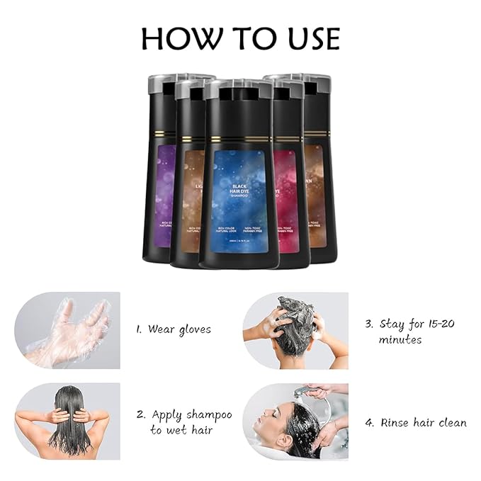 Hair Dye Shampoo, Natural Hair Color Shampoo for Gray and White Coverage, Suitable for Women & Men 200ml (Dark brown)