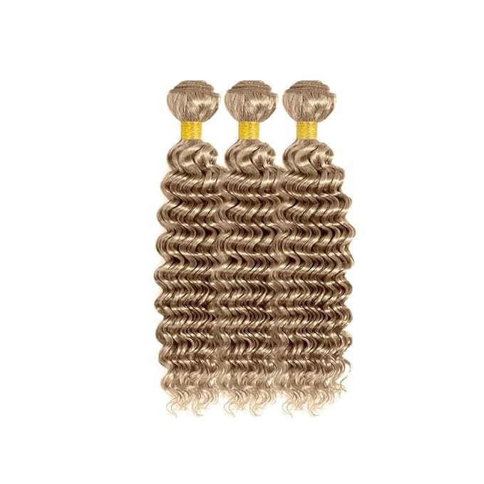 28 30 32 Inch Ash Blonde Bundles Human Hair Color #22 Deep Wave Bundles Niegmeag Brazilian Virgin Soft and Silky Remy Hair Extensions Ash Blonde Deep Wave Bundle