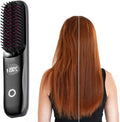 Cordless Hair Straightener Brush: Portable Rechargeable Heated Straightening Comb with LED Display & 3 Temperature Settings - Travel Hair Brush for Smooth Frizz-Free Styling (Black)